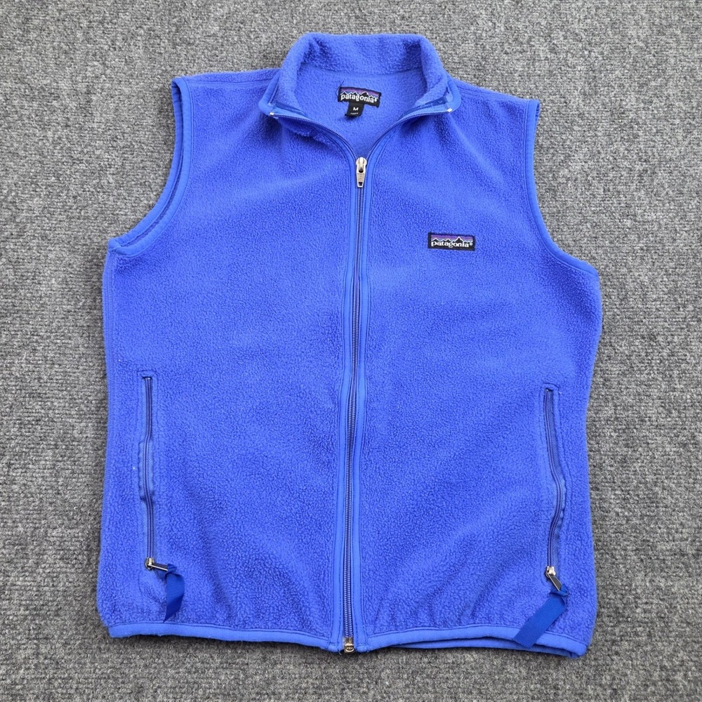 Vintage Patagonia Capilene Fleece Vest Womens M Blue Full Zip Made USA Gorpcore